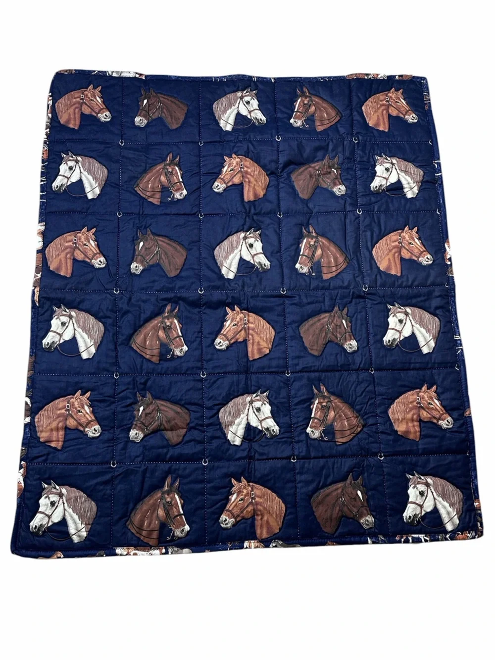 Horse Equestrian Quilt Throw Blanket Cranston Reversible Size 52 x 43 Inches